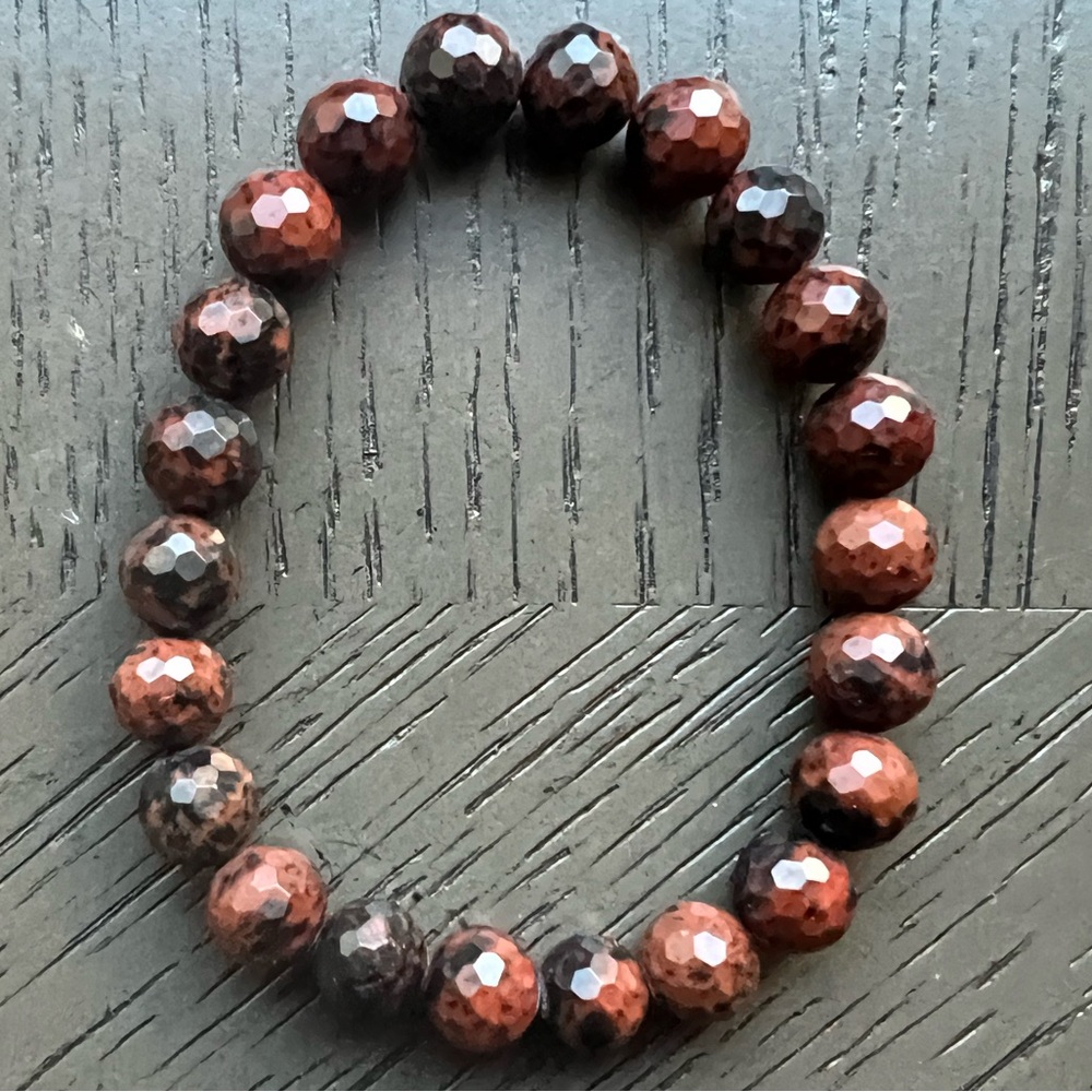 Mohagany obsidian bracelet 8mm SIZE 6.5’
